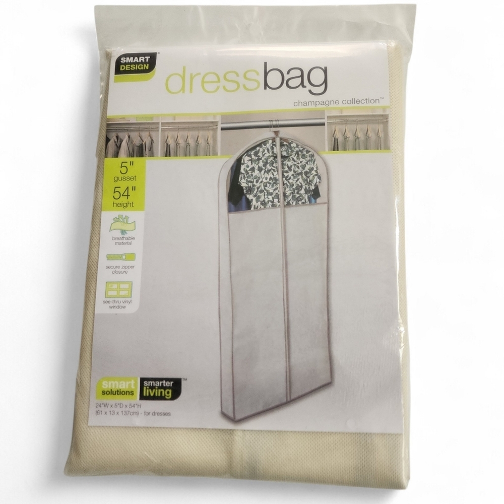 Smart Design Gusseted Dress Bag in Beige 24x5x54 New In Package